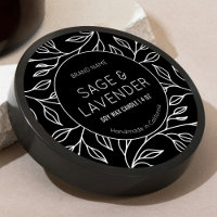 Vintage noir bougie Jar Lid Étiquette rond
