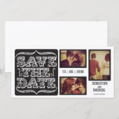 Vintage noir Enregistrer le Carte photo de typogra (Devant / Derrière)