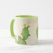 Vintage Nopal Cactus Waterverf Mok (Voorkant links)