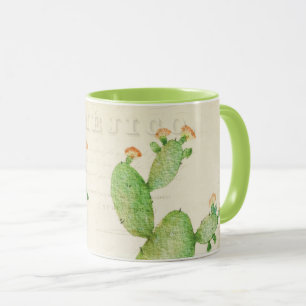 Vintage Nopal Cactus Waterverf Mok