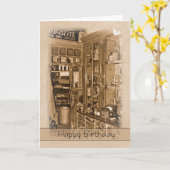 Vintage, Nostalgie, Carte d'Anniversaire Rétro - O (Fleur jaune)