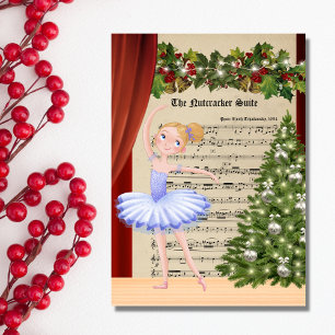 Vintage Notenkraker Bladmuziek Blonde Ballerina Feestdagen Kaart