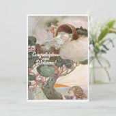 Vintage Nouveau bébé Félicitations Carte Plat (Debout devant)