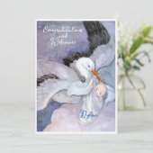 Vintage Nouveau bébé Félicitations Carte Plat (Debout devant)