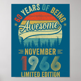 Vintage november 1966 60 Jaar Illustratie Poster
