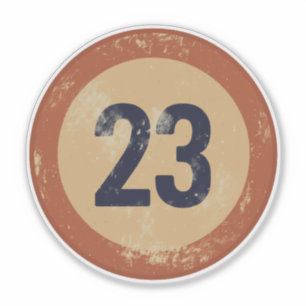 Vintage Nummer 23 Met Afgewerkte Afdruk Sticker