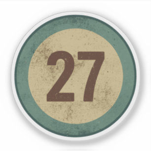 Vintage Nummer 27 Met Afgeplatte Afwerking Sticker