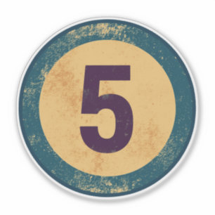 Vintage Nummer 5 Met Afgewerkte Afwerking Sticker