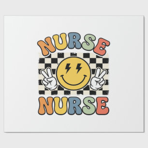Vintage Nurse Smiley Checkerboard Shirt Design_1 Cadeaupapier