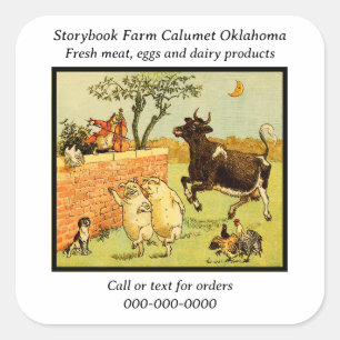 Vintage Nursery Rhyme Homestead Boerderij Etiket o