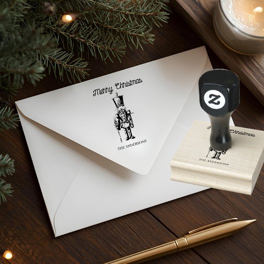 Vintage Nutcracker Merry Christmas Rubberstempel