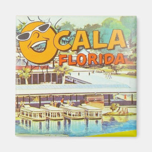 Vintage Ocala, Florida Tourist Boats Sun Magneet