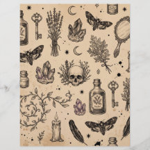 Vintage Occult Schedel & Motief Scrapbook Papier