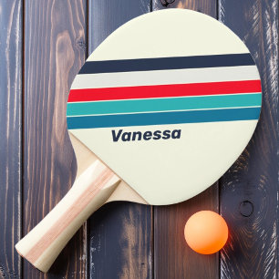 Vintage Oceaan Gestreepte met Naam Tafeltennisbatje