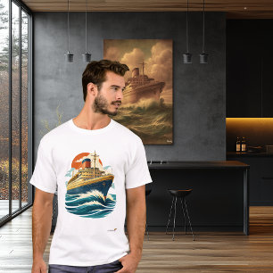 Vintage Oceaanschip Retro Reis uit het Midden va T-shirt