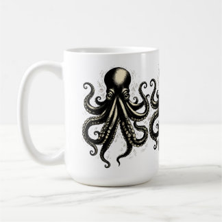 Vintage Octopus Curious Tentacles Ink Illustration Koffiemok