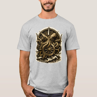 Vintage Octopus Navigator Scheeps Kraken Wiel T-shirt