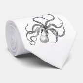 Vintage Octopus Sjabloon Stropdas (Opgerold)