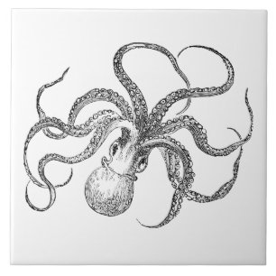 Vintage Octopus Sjabloon Tegeltje