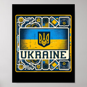 Vintage Oekraïense Fan Oekraïne Vlag Retro Kunst Poster