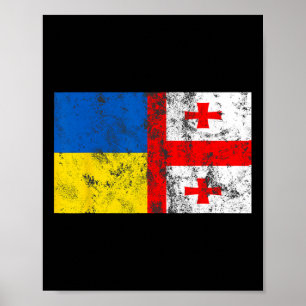 Vintage Oekraïne Oekraïense Georgië Vlag Vriendsch Poster