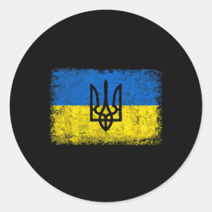 Vintage Oekraïne Oekraïense Vlag Oekraïense Leger Ronde Sticker