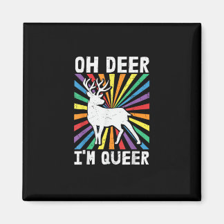 Vintage Oh Deer I'm Queer Pride LGBT Gay Lesbian   Magneet