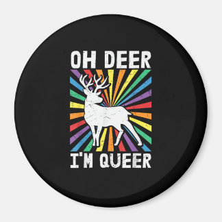 Vintage Oh Deer I'm Queer Pride LGBT Gay Lesbian   Magneet