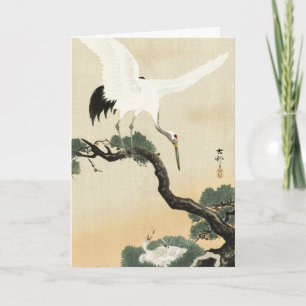 Vintage Ohara Koson Japanse Kraanvogel Dennentak K Kaart
