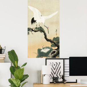 Vintage Ohara Koson Japanse Kraanvogel Dennnen Kun Poster