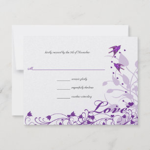 Vintage Oiseaux pourpres Coeurs Mariage RSVP