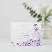 Vintage Oiseaux pourpres Coeurs Mariage RSVP (Debout devant)