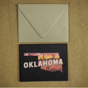 Vintage Oklahoma geïllustreerde staatkaart Reizen Briefkaart