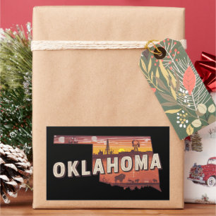 Vintage Oklahoma geïllustreerde staatkaart Reizen Rechthoekige Sticker