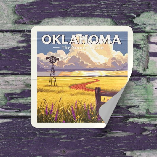 Vintage Oklahoma Vierkante Sticker