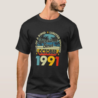 Vintage oktober 1991 30 jaar 30e verjaardag Re T-shirt