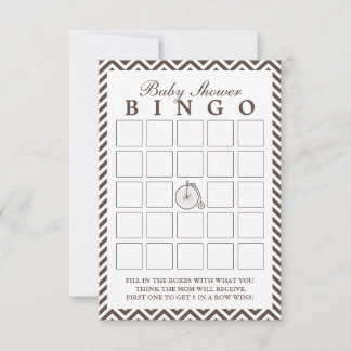 Vintage Old Bike Chevron Baby shower Bingo Kaarten