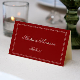 Vintage Old Money Burgundy Wedding Place Card DIY Kaart