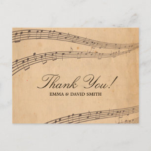 Vintage Old Music Notes Merci Cartes