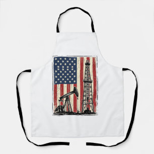 Vintage Olieveld Amerikaanse Vlag Vector T-shirt O Schort