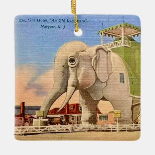 Vintage Olifant Hotel Keramisch Ornament