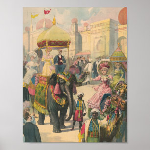 Vintage olifantenRide Poster
