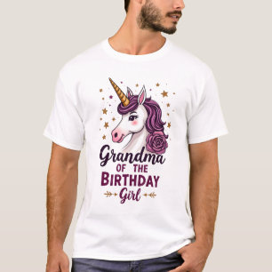 Vintage oma van de verjaardagsmeisje eenhoorn Flor T-shirt
