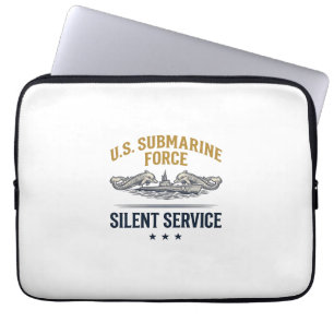 Vintage Onderzeeboot Force Stille Dienst Vector De Laptop Sleeve