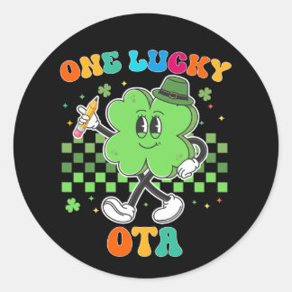 Vintage One Lucky Ota St Patrick Day School Istant Ronde Sticker