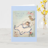 Vintage - Onthaal aan Uw Kleine Zoon, Kaart (Gele Bloem)