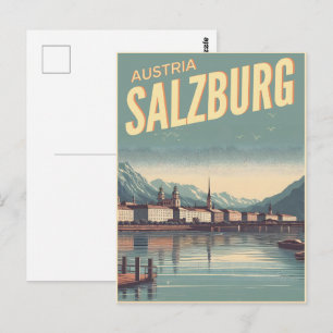 Vintage Oostenrijk hoofdstad salzburg skyline Briefkaart