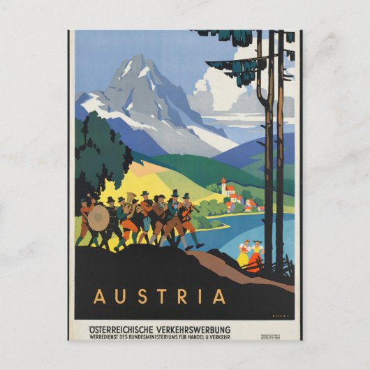 Vintage - Oostenrijk reisposter Briefkaart (Voorkant)