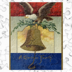 Vintage op 4 juli met Eagle en Liberty Bell Legpuzzel