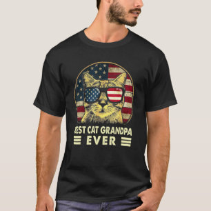 Vintage Opa van kat ooit Amerikaanse vlag vader Fa T-shirt